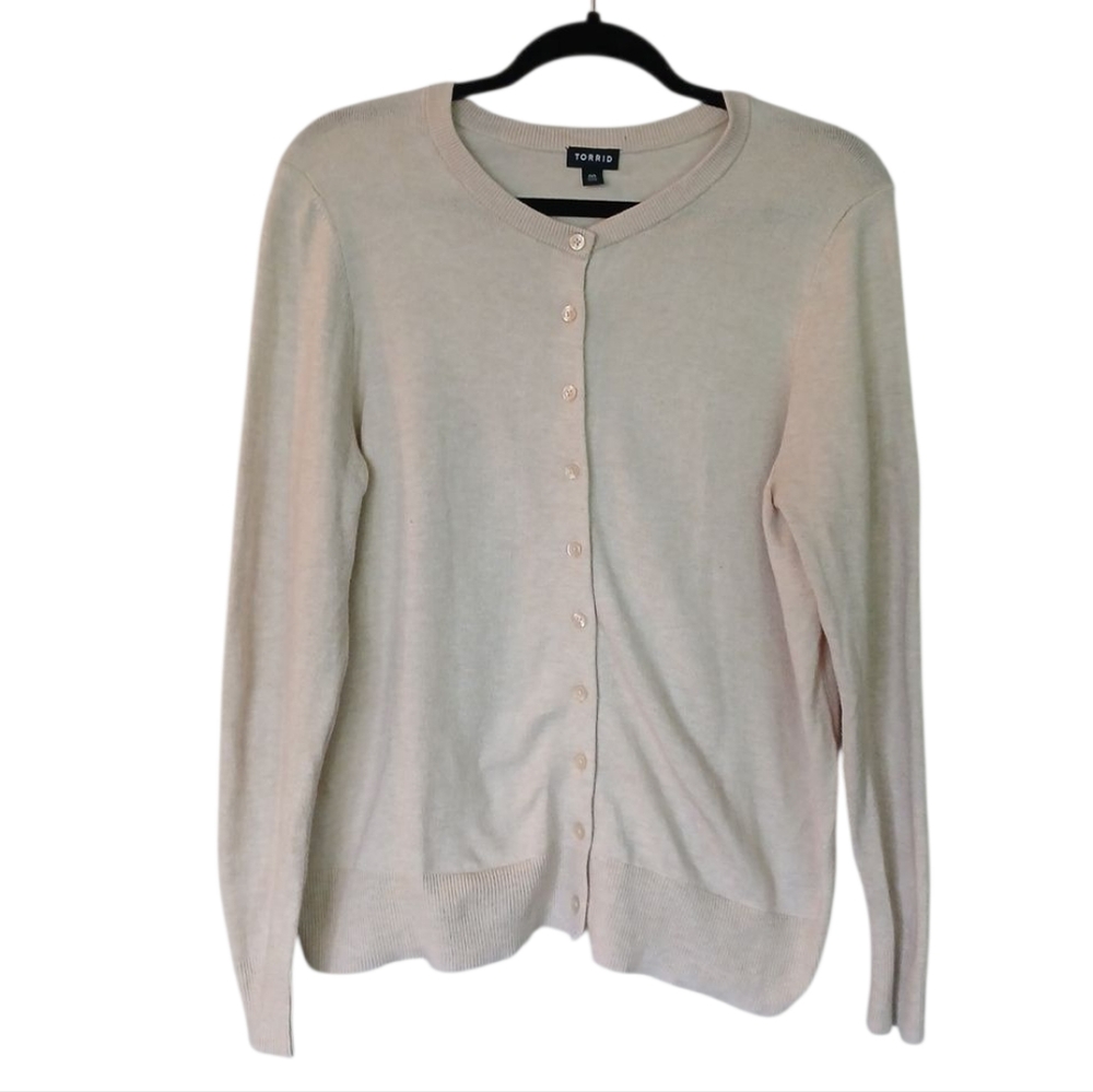Torrid Cream Cardigan Sweater with Ribbed Trim Size 00 Large